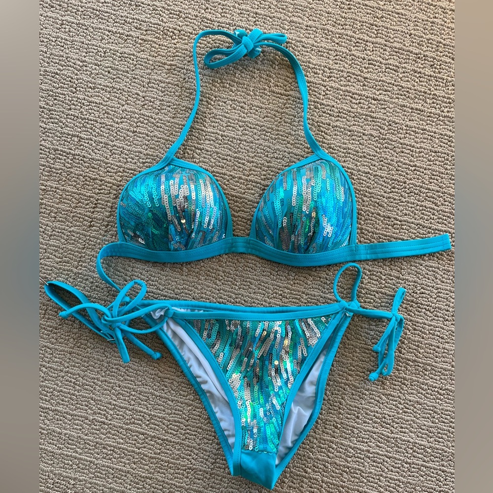 Venus Blue Sequins Suit